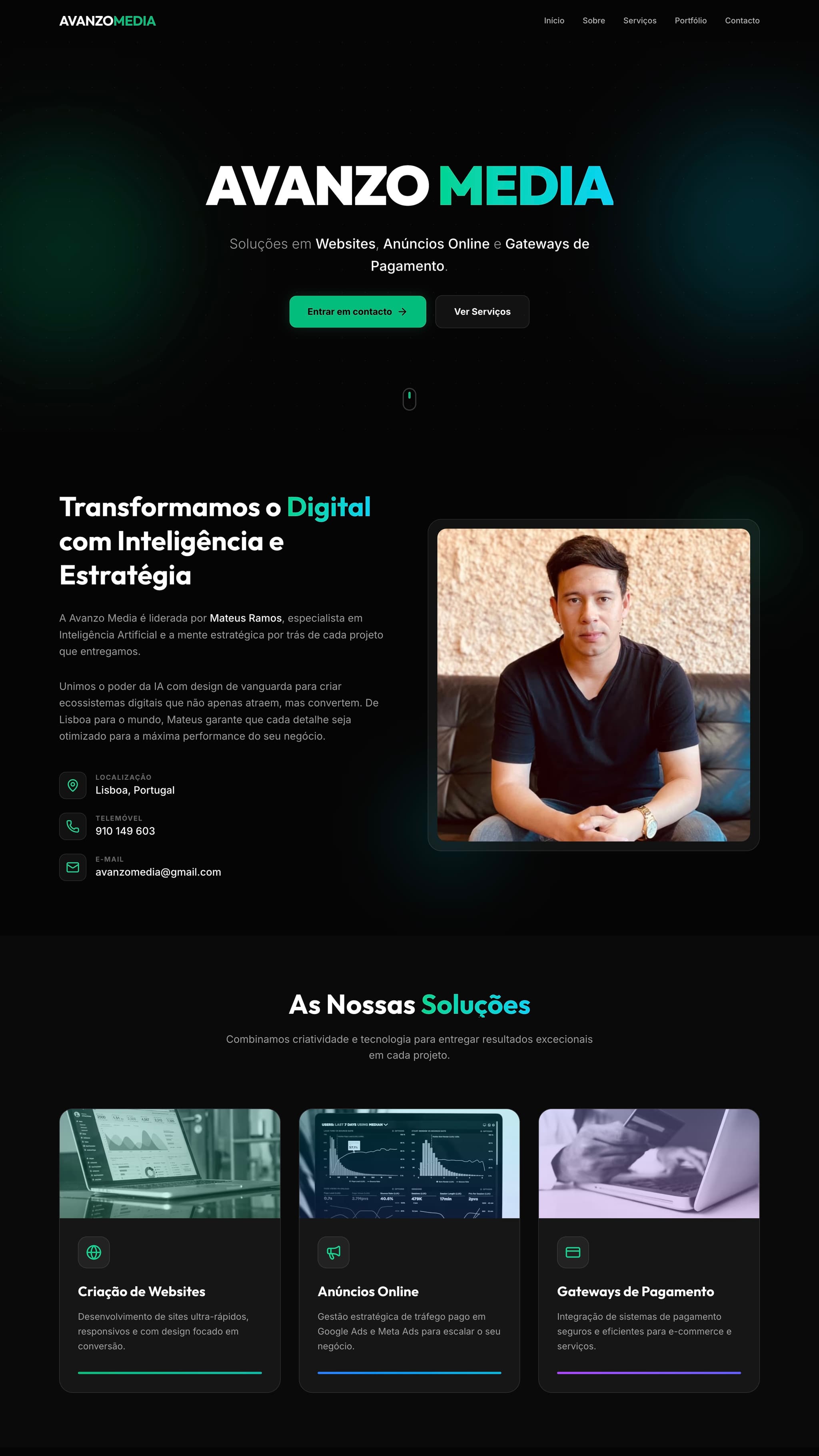Projeto Avanzo Media - Website Profissional em Lisboa